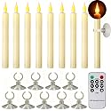 ABMTech Christmas Window Candles with Timer Remote, Flameless Candles with Suction Cup and Magnetic Base Battery Operated Flickering Taper Candle