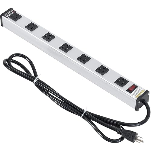 Global Industrial 19" 7 Outlet Aluminum Power Strip with 6-ft Cord ETL/cETL