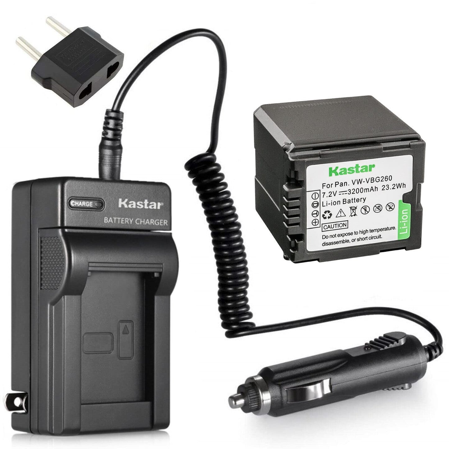 Kastar Battery 1-Pack + Charger Kit for VW-VBG260 AG-AC7 AG-AF100 AG-HMC40 AG-HMC80 AG-HMC150 HDC-HS250 HDC-HS300 HDC-HS700 HDC-SD600 HDC-SD700
