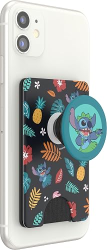 PopSockets Adhesive Phone Wallet and Card Holder with Grip, Disney - Stitch Aloha Pattern