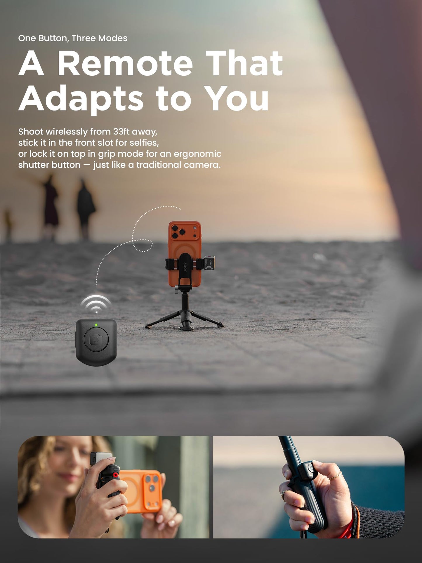JOBY TelePod Mini Mini Selfie Stick Tripod with Bluetooth Remote, Compact Portable Phone Tripod, Extendable Hand Grip & Desktop Stand