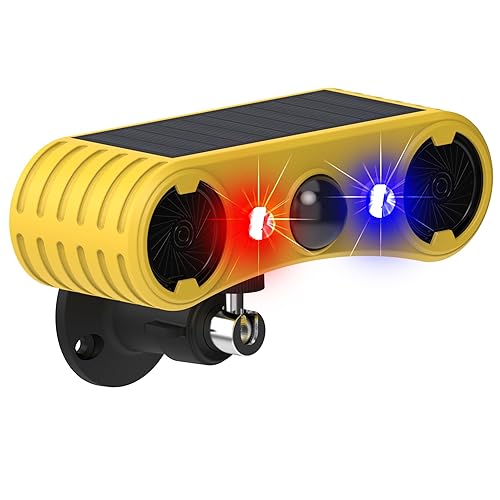 Solar Outdoor Motion Sensor Alarm - Motion Sensor Dog Barking with 130dB Noise Maker Strobe Light Dog Barking Alarm for Homes - Holiday Homes - Farms