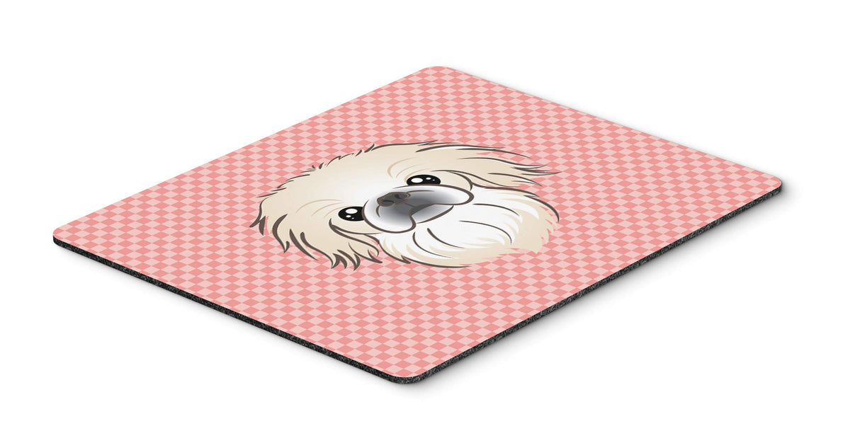 Caroline's Treasures BB1221MP Checkerboard Pink Pekingese Mouse Pad, Hot Pad or Trivet for Home Office Gaming Working Computers Laptop Mouse