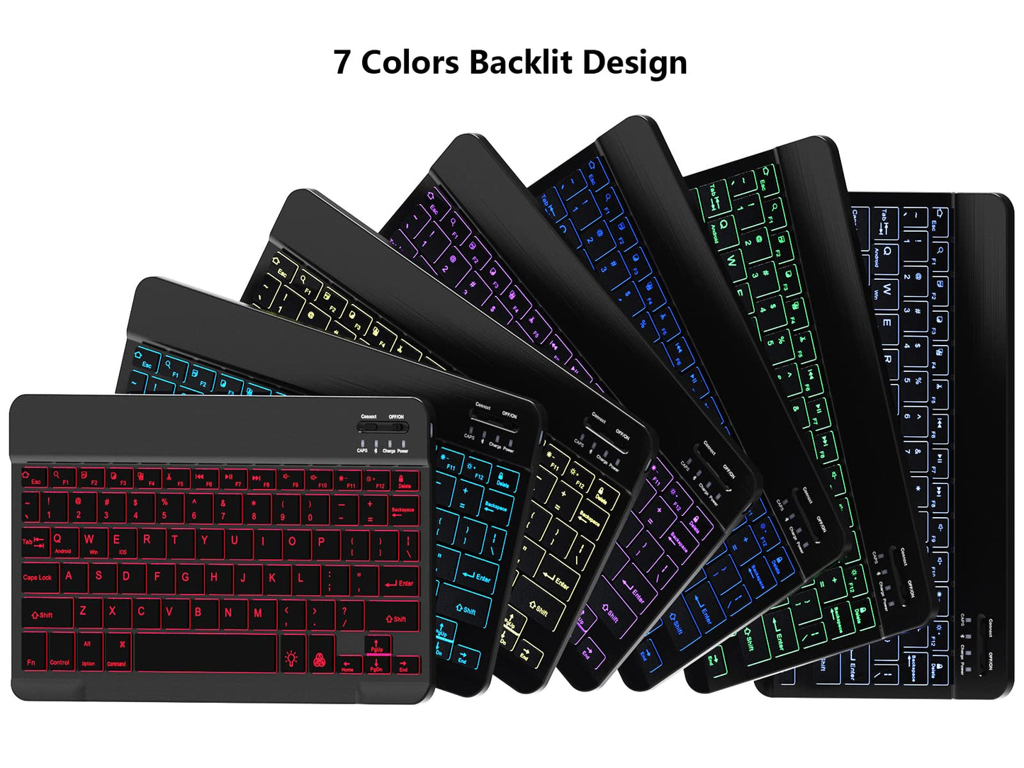 Backlit Bluetooth Keyboard and Mouse Combo for iPad Air Pro Mini Tablet iPhone Android Samsung Smartphone Cell Phone Rechargeable Ultra Slim Compact