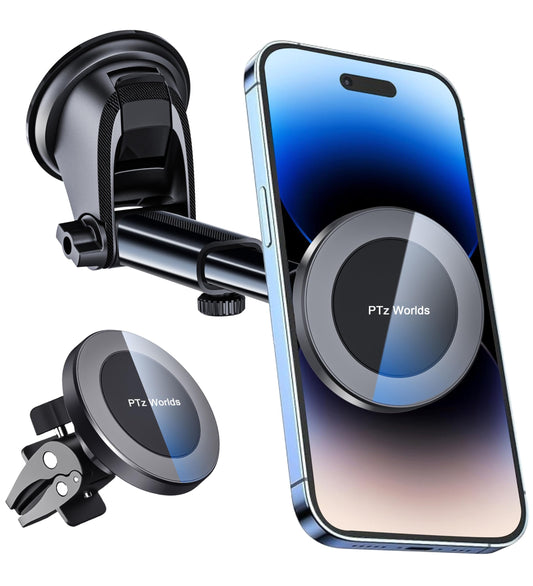 PTz Words for MagSafe Windshield Mount - Magnetic Phone Holder for Car, Suction Cup, High Heat Resistant, Super Strong Magnets, Compatible