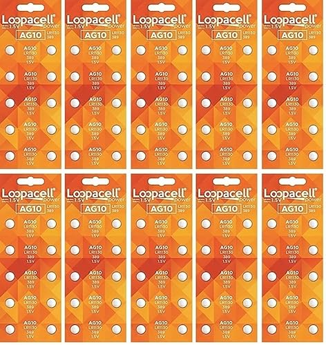 LOOPACELL AG10 LR1130 SR1130SW Alkaline Button Cell 100 Batteries