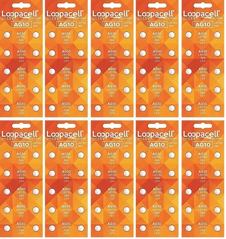 LOOPACELL AG10 LR1130 SR1130SW Alkaline Button Cell 100 Batteries