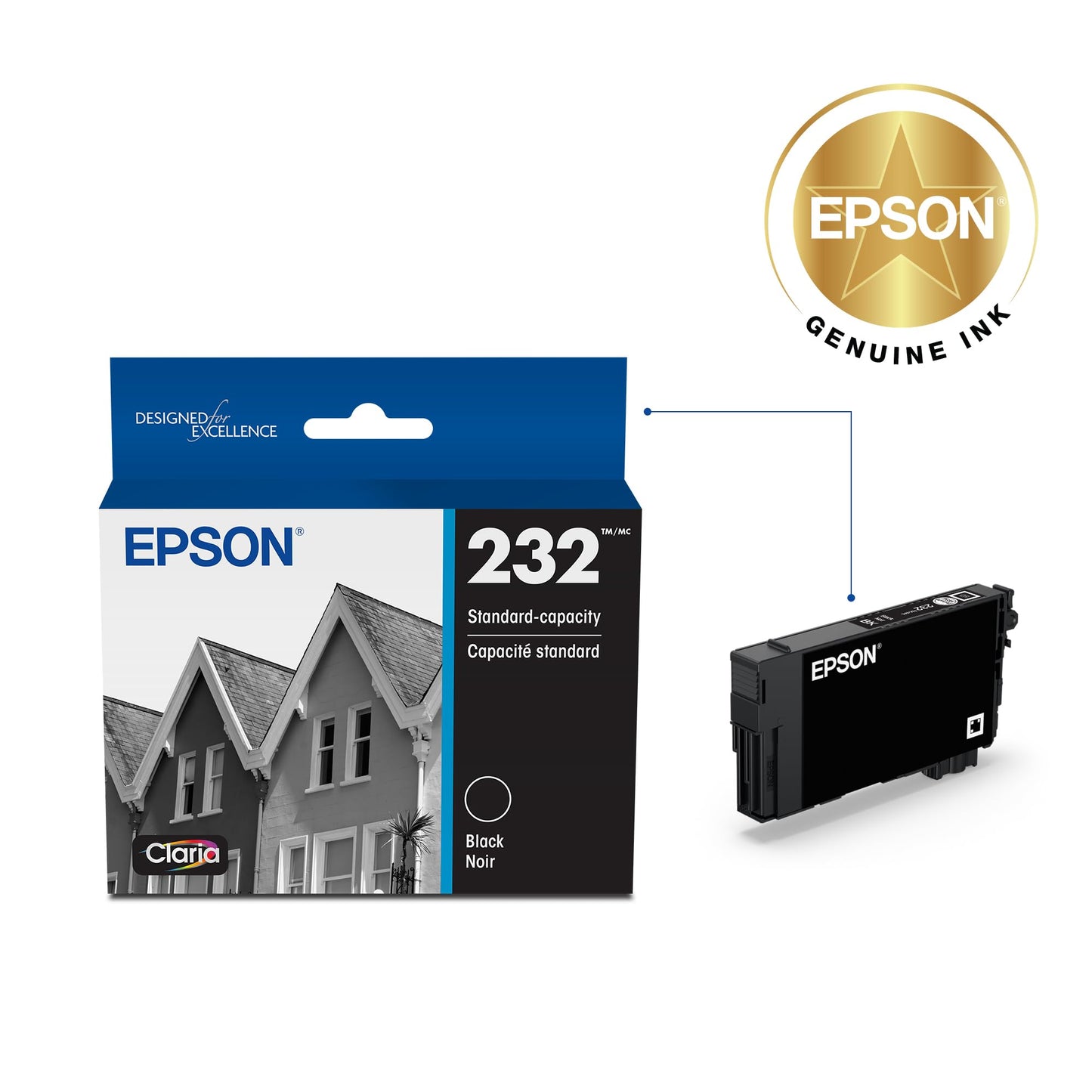 EPSON 232 Claria Ink Standard Capacity Black Cartridge (T232120-S) Works with WorkForce WF-2930 ,2950 and Expression XP-4200, 4205