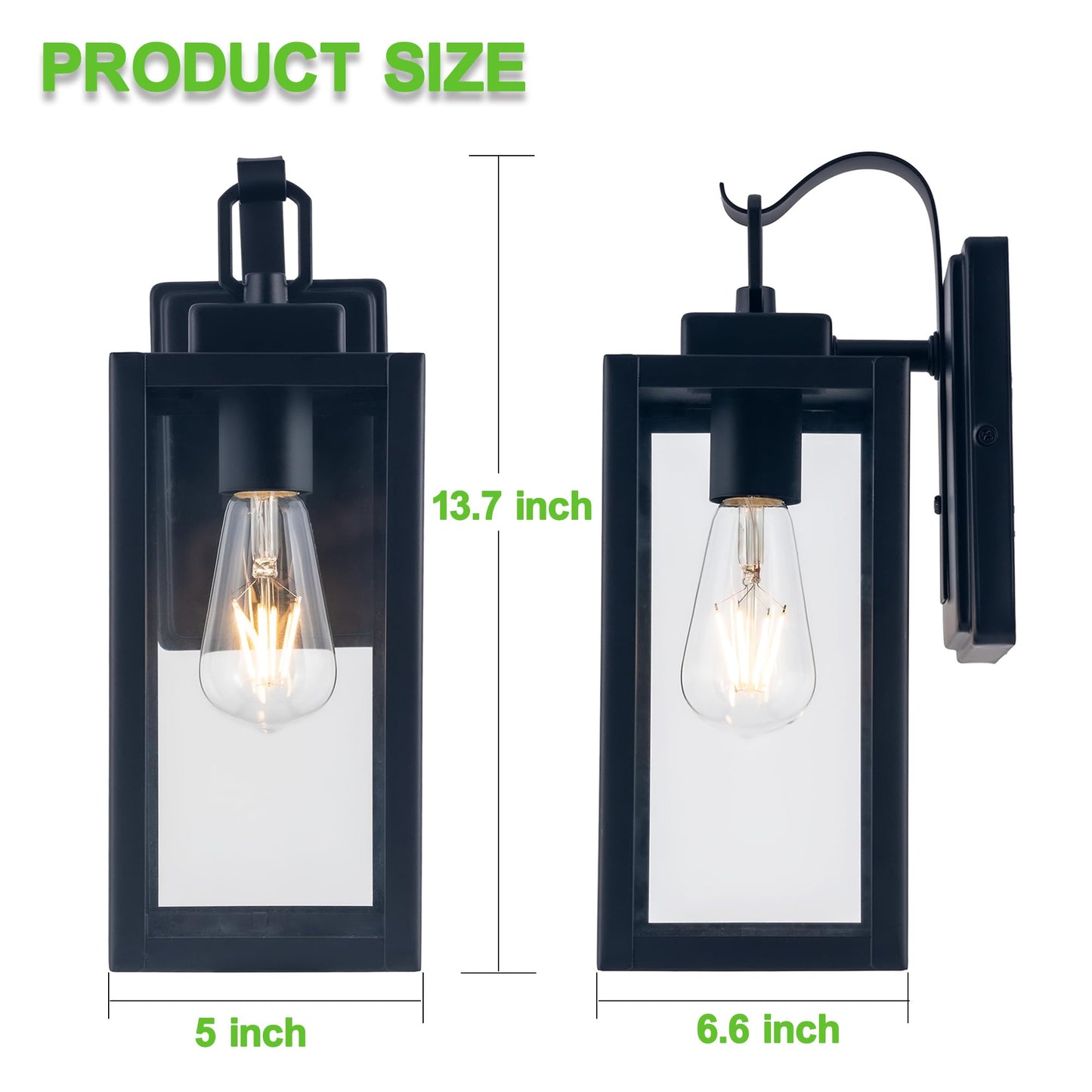YaoKuem Outdoor Wall Lantern, Wall Sconce as Porch Lighting Fixture, E26 Medium Base, Metal Housing Plus Glass, Bulbs not Included