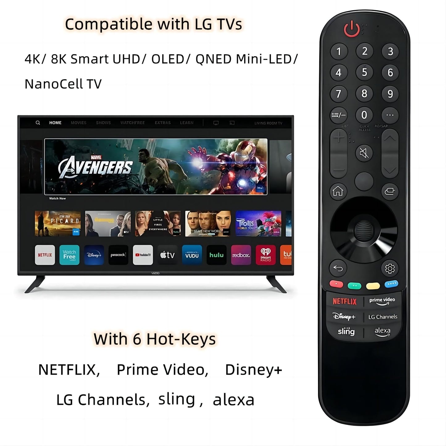 Replacement for LG TV Remote, for All 2019-2024 LG Remote Control for Smart TVs, for LG Magic Remote. 1-Year Warranty. (NO Voice & NO Pointer