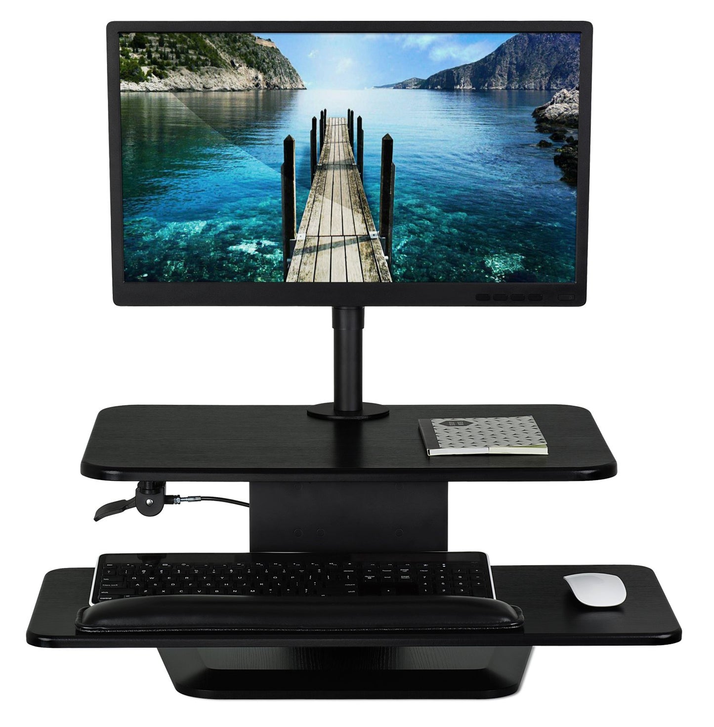 Mount-It! Standing Desk Converter with Monitor Mount | Height Adjustable Workstation with Keyboard Tray, Ergonomic, Free Standing, Easy Installation