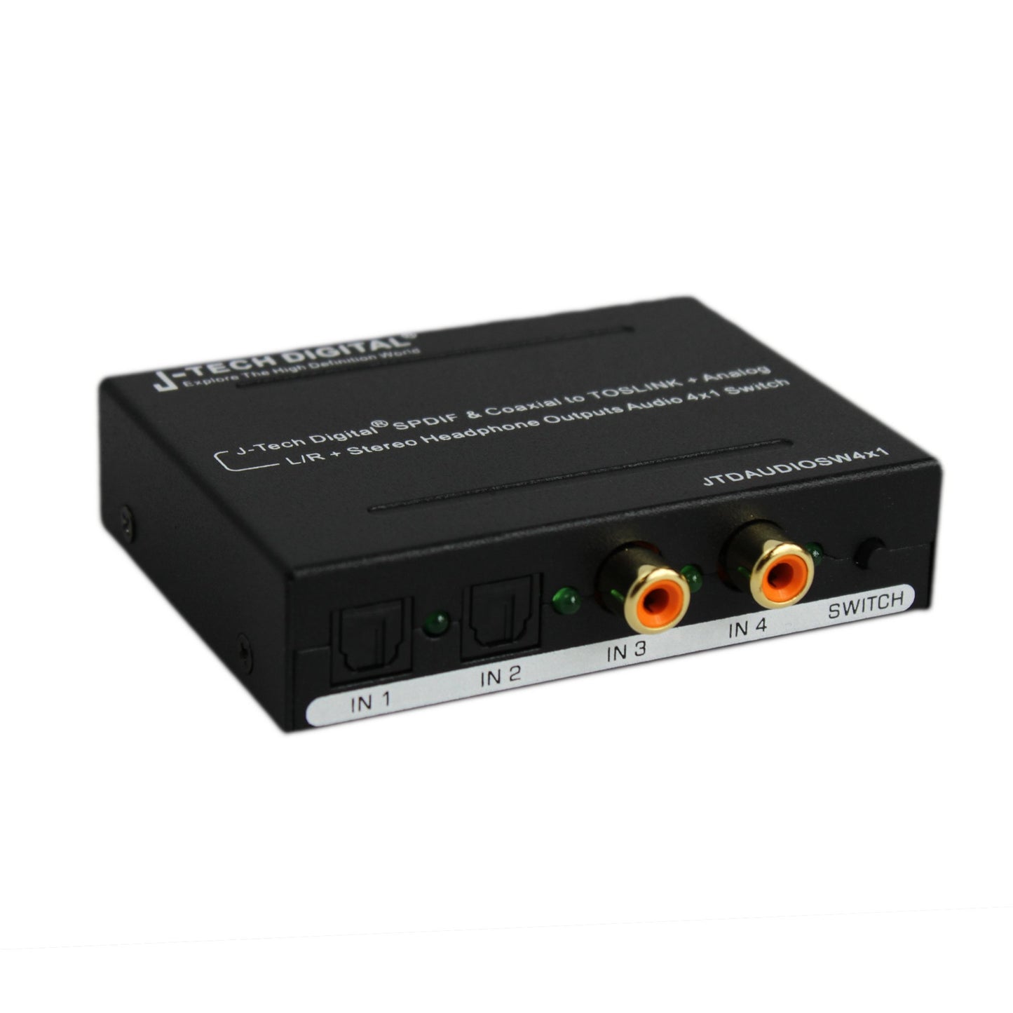 J-Tech Digital Optical SPDIF/Coaxial Digital to RCA L/R Analog Audio Converter 4x3 Switch with 3.5mm Jack Support Headphone/Speaker Outputs