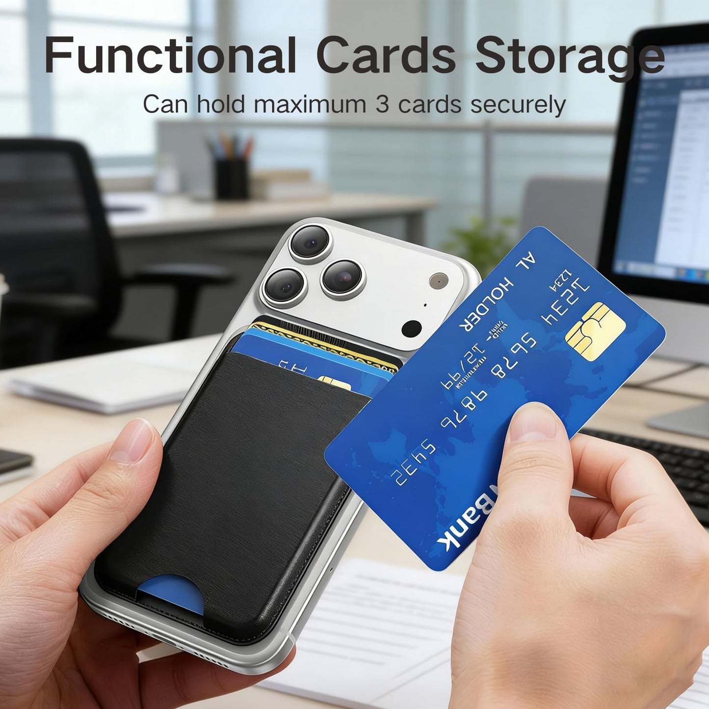 HBYPRO Leather Magnetic Phone Wallet 2 PACK Card Holder for iPhone 17/16/15/14/13/12 and Pro/Promax Stronger Magnet Phone Wallet for MagSafe Cases