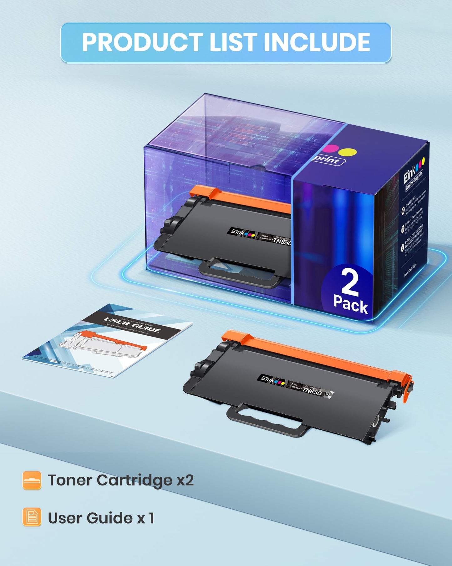 E-Z Ink TN850 Toner Cartridge Compatible for Brother TN 820 TN-850,2 Black