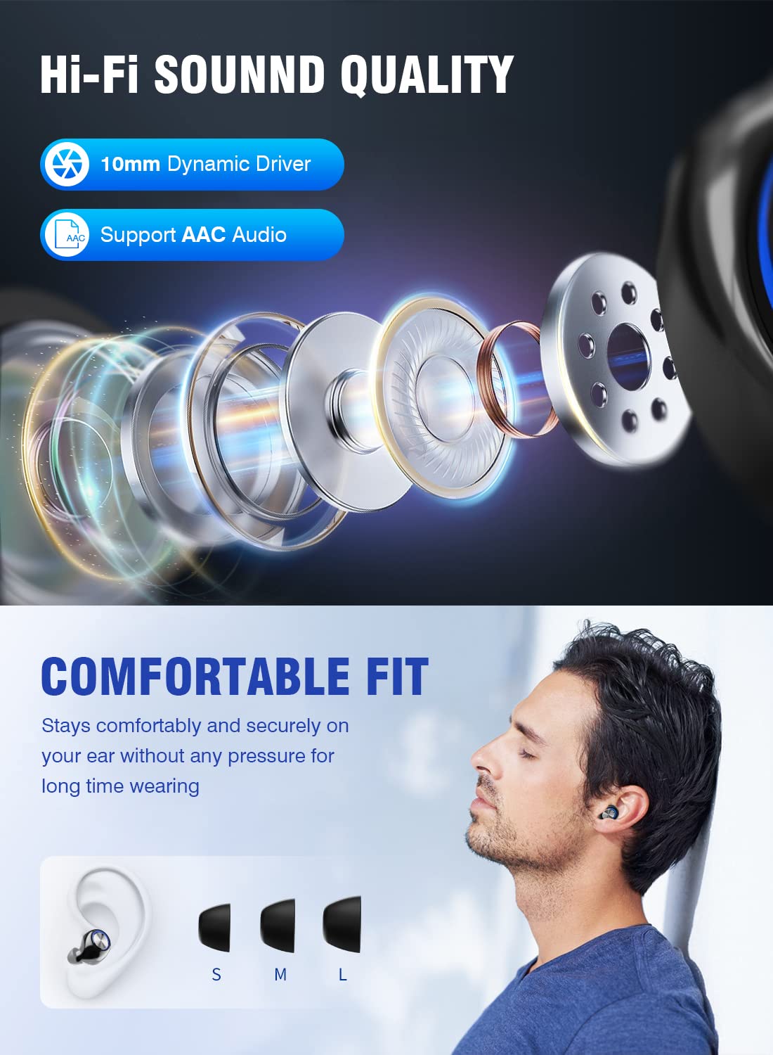Bluetooth Earbuds Wireless 200Hrs Playback, IPX7 Waterproof, Noise Canceling LED Power Display Earphones with Charging Case, in-Ear, Headphones…