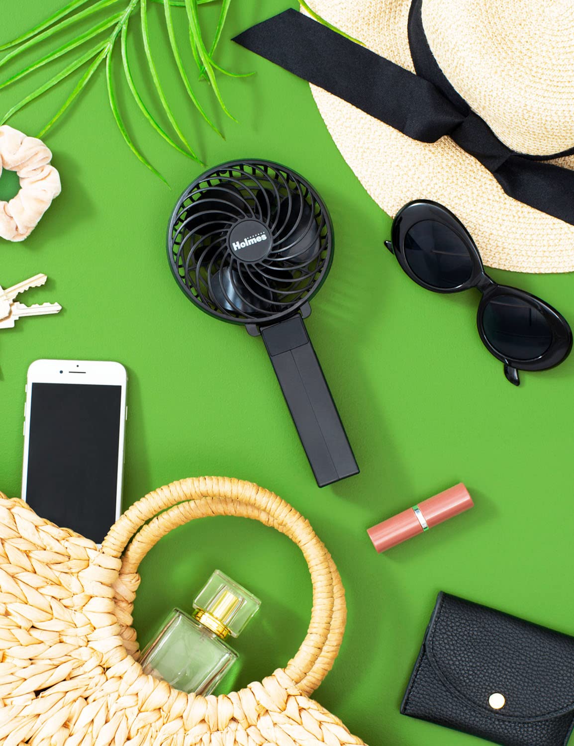 HOLMES 4" Portable, Handheld, Personal or Desk Fan, 3 Speeds, Rechargeable battery, USB-C Charging Cable, 180° Adjustable Head, Lightweight, Compact