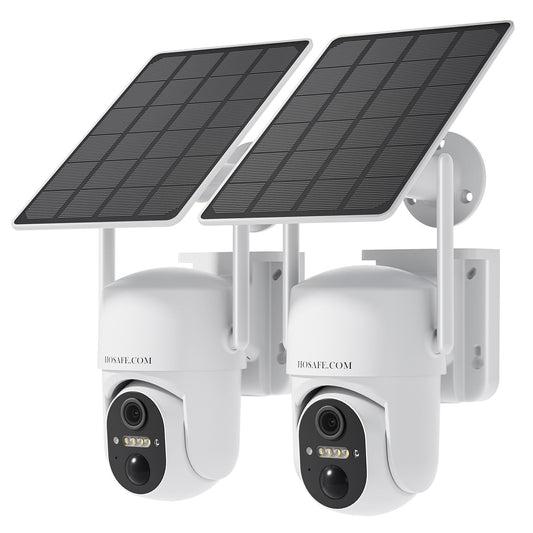 HOSAFE.COM Home Security Cameras Wireless Outdoor, Outdoor Camera Wireless WiFi, 360 Camera Solar Powered, PTZ, PIR Sensor, 2K HD Color Night Vision
