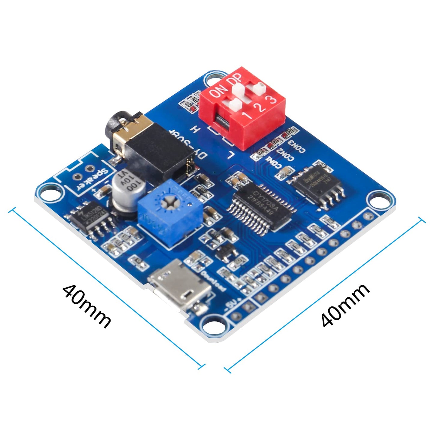 QCCAN 2PCS Voice Playback Module MP3 Player UART I/O Trigger Amplifier Class D 5W 8M Storage DY-SV8F Flash SD/TF Card