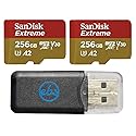 SanDisk Extreme MicroSDXC U3 V30 A2 256GB Memory Card (2) Works with GoPro Action Camera Hero 12 Black (SDSQXAV-256G-GN6MN) Bundle with (1) Everything