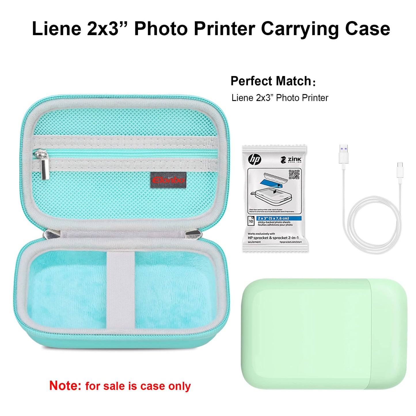 Elonbo Carrying Case for Liene 2x3” Photo Printer, Portable Mini Color Instant Print Digital Camera Hard Travel Bag, Smartphone Picture Printer