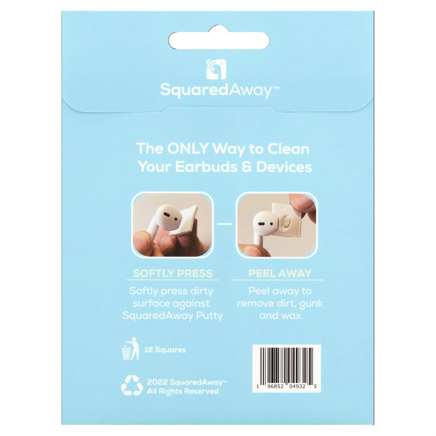 SquaredAway Earbud Cleaning Putty 12PCS, Easily Remove Dirt and Earwax from Headphones or Speakers, for Airpods/Earbuds/iPhone/MacBook/Android