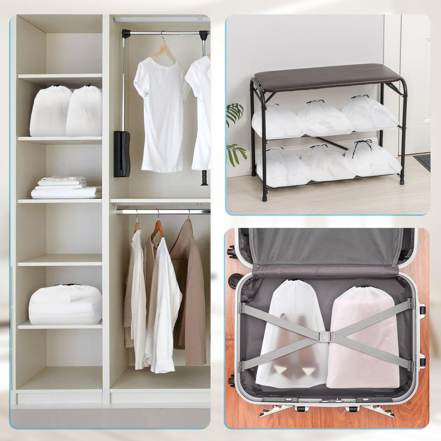 Vivinin 18 Pack Shoe Bags - 11.8in x 15.7in, Storage Bags for Packing, Travel Essentials for Men and Women