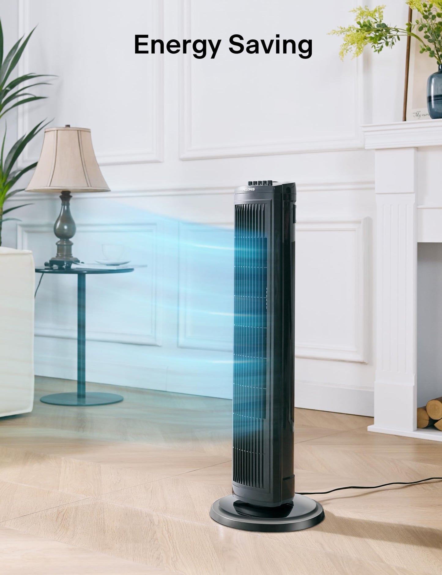 PELONIS 30 Inch Tower Fan for Bedroom, Quiet Oscillating Standing Fan with 3 Speeds, Portable Cooling Fan for Home Office Dorm Room, Auto-off Timer