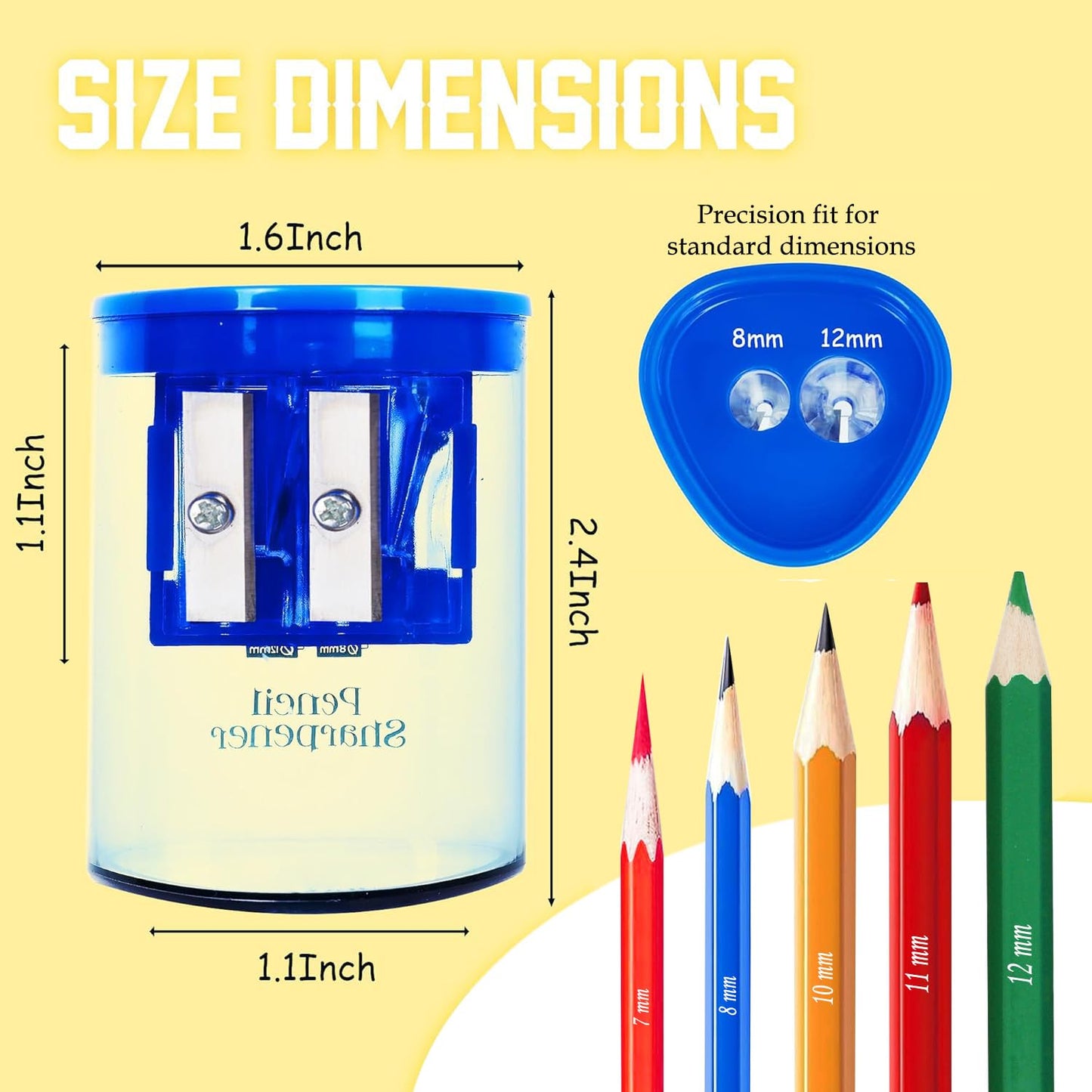 Manual Pencil Sharpener - 2 Pcs Dual Hole Premium Quality Pencil Sharpeners for Standard & Large Sized Pencils - Handheld Pencil Sharpener for Kids