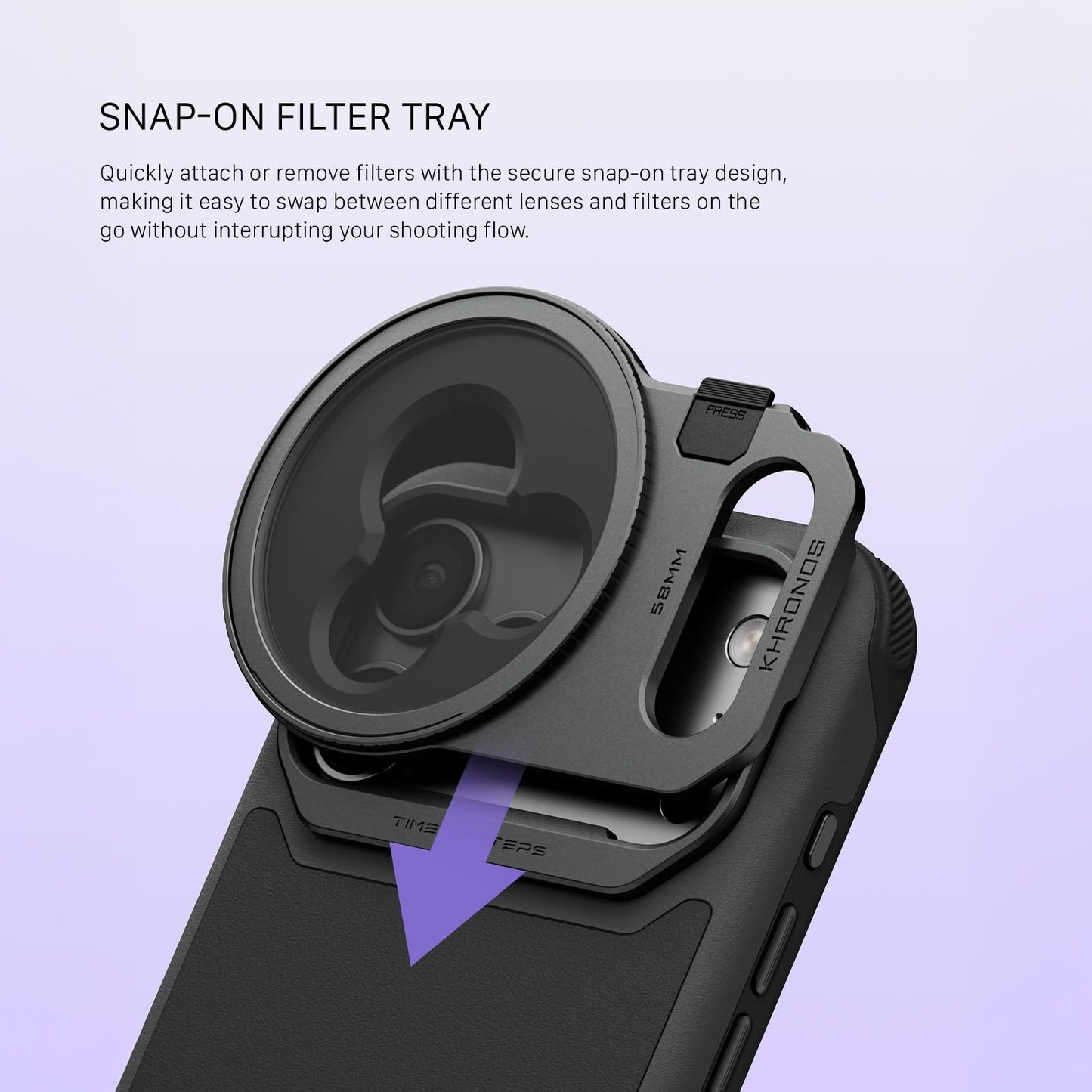 Tilta Khronos Lite Handheld Kit Compatible with iPhone 17 Pro Max - Light Gray | Case with Kickstand | Bluetooth Control Handle | 58mm Filter Tray |
