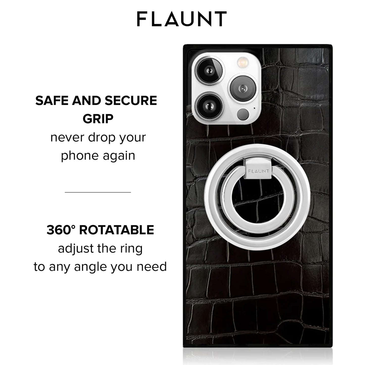 Flaunt MagSafe Phone Ring Holder and Stand - Magnetic Phone Grip - Silver
