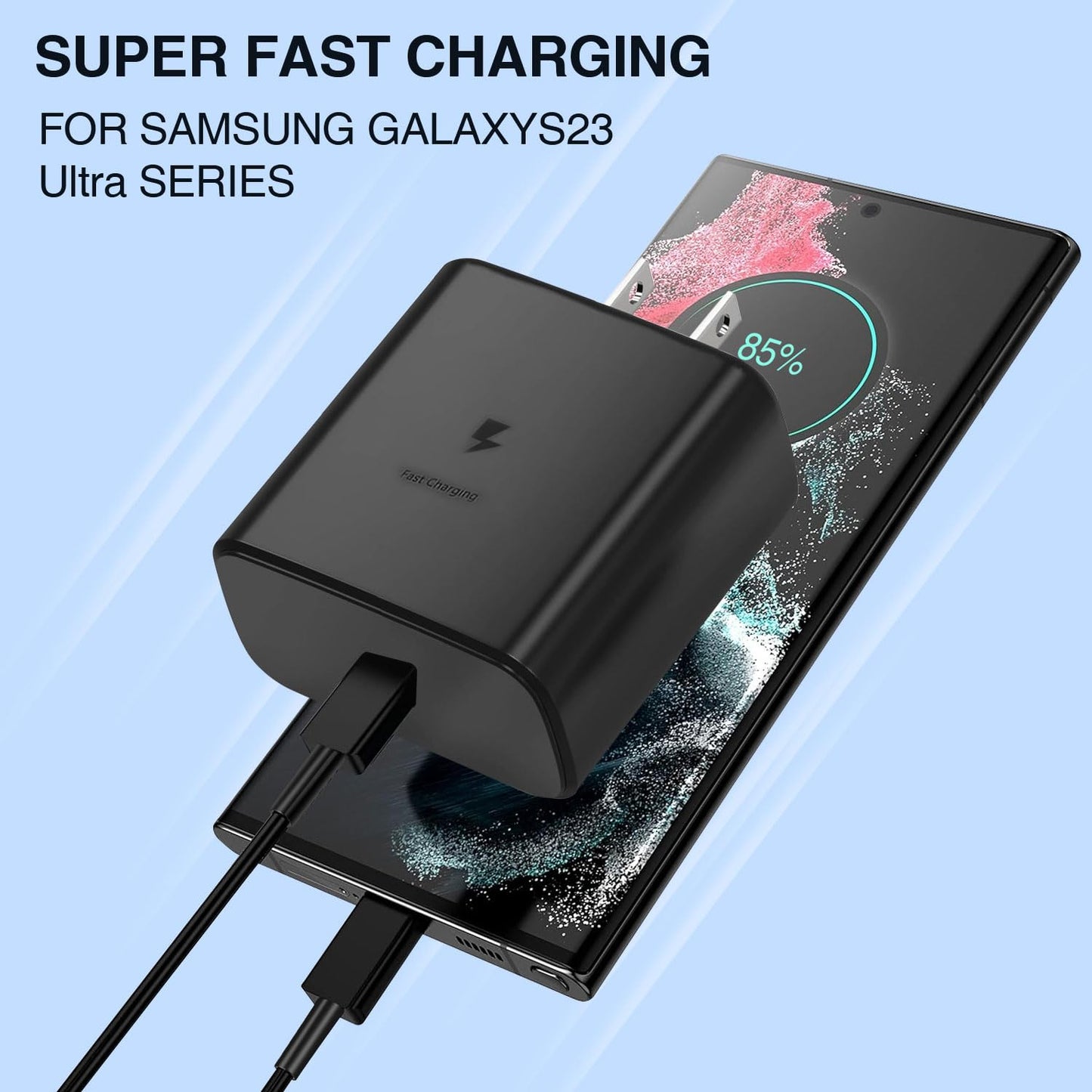 Super Fast Charger, USB C Port Adapter, wall-Mounted Cube Charging Block.Type-c Mobile Phone Charger with C to C Cable is Suitable for Samsung
