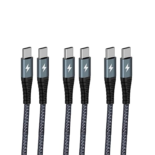 Neergute USB C to USB C Cable 4ft, 3 Pack Type C to C Charger Cable Fast Charging 60W Braided C to C for iPhone 16 15 Pro Max, MacBook Pro/Air, Galaxy