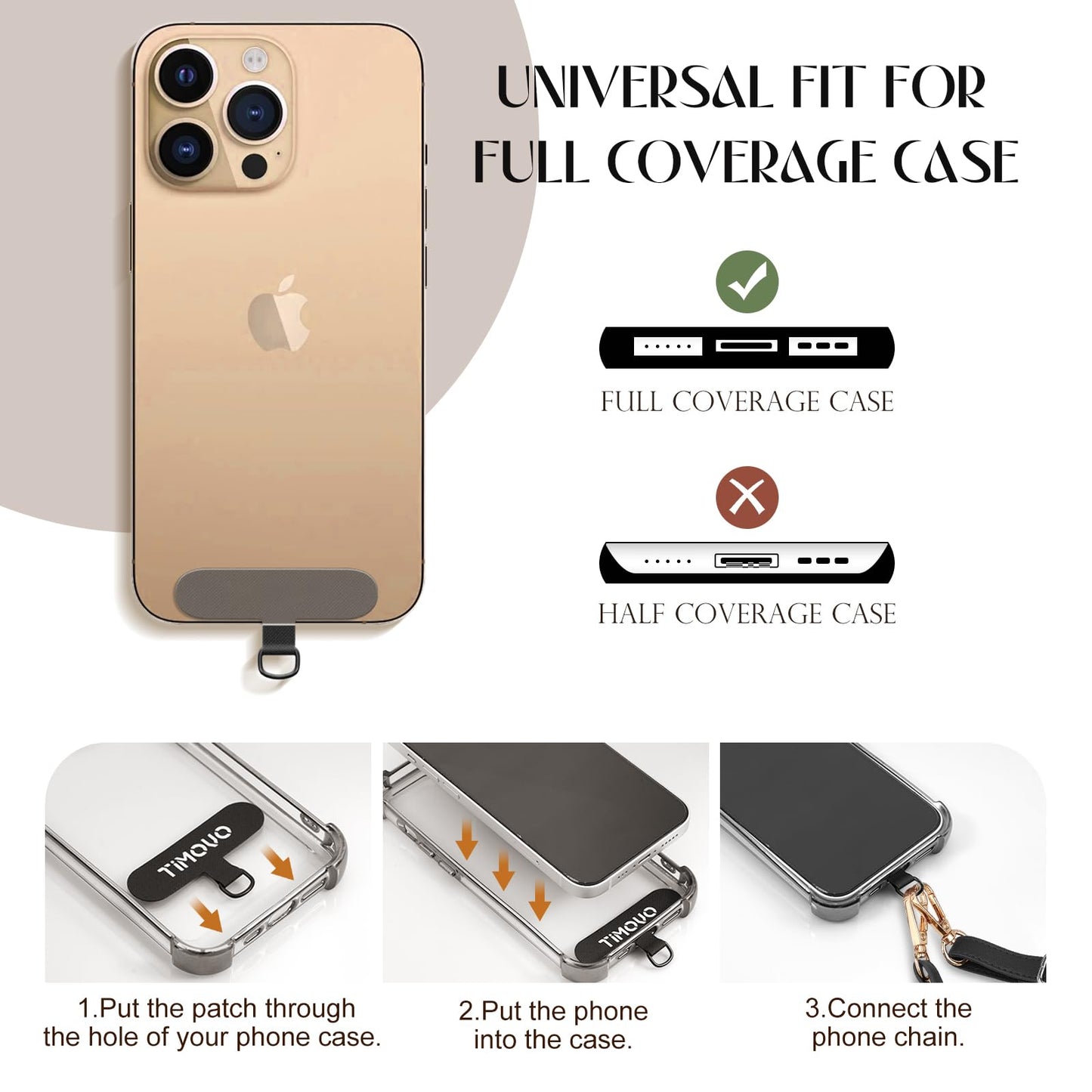 TiMOVO Universal Phone Lanyard, Cell Phone Strap Crossbody with Wrist Strap Compatible with Most Smartphones Case, Black
