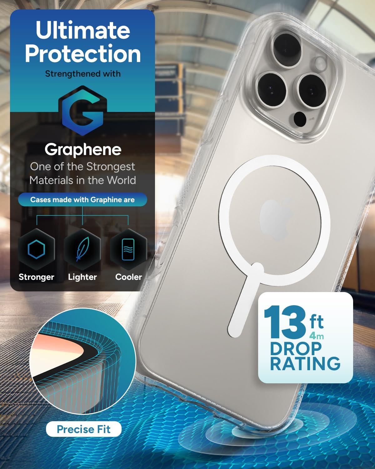 ZAGG Crystal Palace Snap Case for iPhone 16 Pro Max - Military-Grade 13ft Drop Protection, MagSafe Compatible, Crystal Clear, Anti-Yellowing