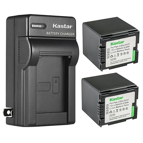 Kastar 2-Pack CGA-DU21 Battery and AC Wall Charger Replacement for Panasonic PV-GS29, PV-GS31, PV-GS33, PV-GS34, PV-GS35, PV-GS36, PV-GS39, PV-GS50