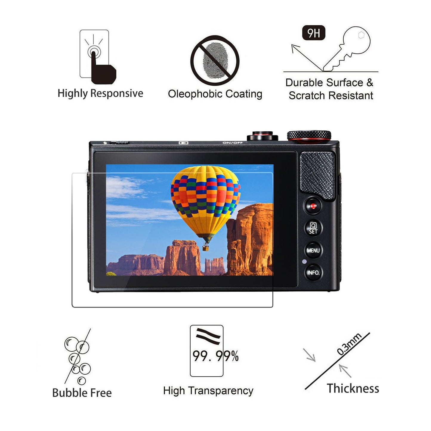 AKWOX [3-Pack] Tempered Glass Screen Protector for Canon G7X Mark II G9X G9XII G7X G5X, 9H LCD Protective Cover