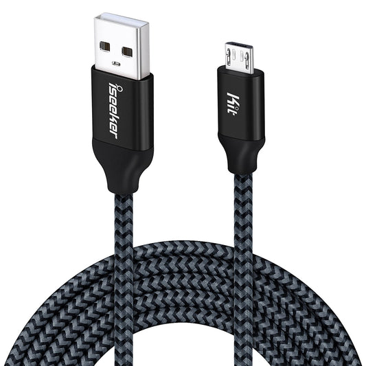 iSeekerKit Micro USB Cable 15FT, Extra Long Durable Braided Type A Male to Micro-B Male Charging Data Cord Compatible for S6 S7 Edge, Controller, BLU