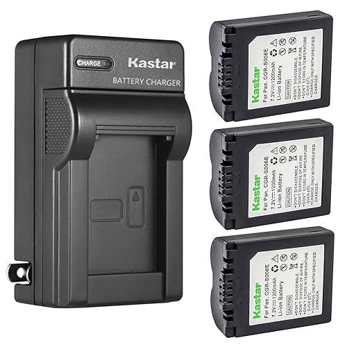 Kastar 3-Pack Battery and AC Wall Charger Replacement for Panasonic CGA-S006 CGA-S006e CGR-S006 CGR-S006e DMW-BMA7 Battery, DE-A44 DE-994 DE-994A