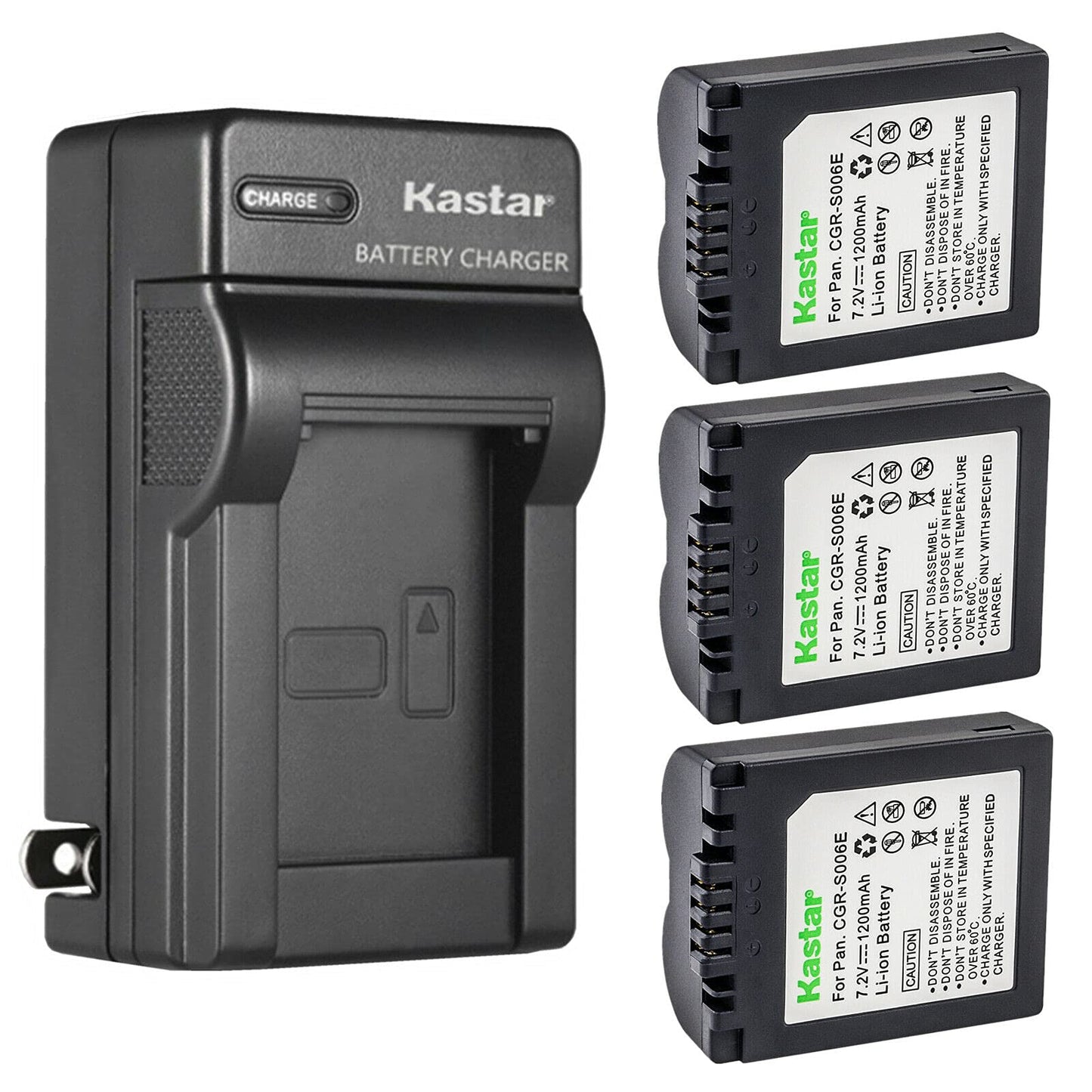Kastar 3-Pack Battery and AC Wall Charger Replacement for Panasonic CGA-S006 CGA-S006e CGR-S006 CGR-S006e DMW-BMA7 Battery, DE-A44 DE-994 DE-994A