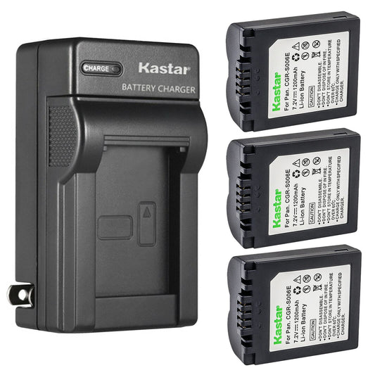 Kastar 3-Pack Battery and AC Wall Charger Replacement for Panasonic CGA-S006 CGA-S006e CGR-S006 CGR-S006e DMW-BMA7 Battery, DE-A44 DE-994 DE-994A