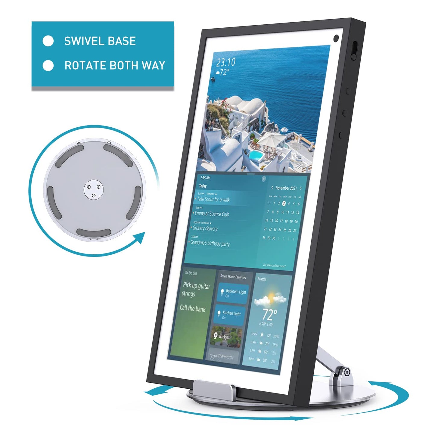 Letlar Tilt and Swivel Stand for Echo Show 15, Make of Aluminum Alloy, Rotatable and Foldable, Echo Show 15 Mount Suitable for 8"-16" Tablet/iPad