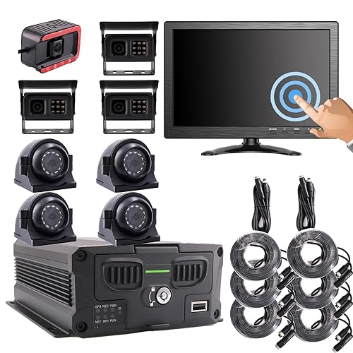 JOINLGO 8 Channel 1080P AHD Mobile Vehicle Car DVR MDVR Video Recorder Kit with 8pcs Side Rear Back View IR Car Camera 10" Touchscreen for Fleet Truck