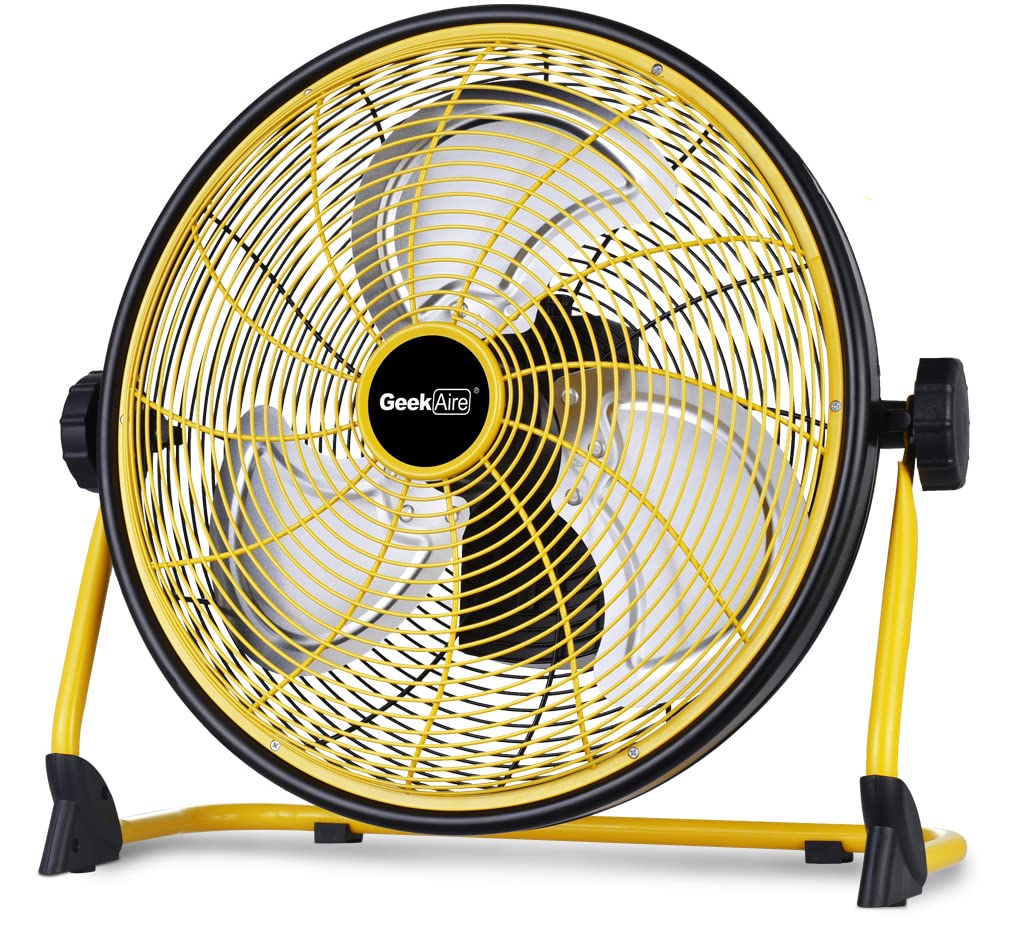 Geek Aire 16" Portable Battery Operated Floor Fan, Metal High Velocity Fan