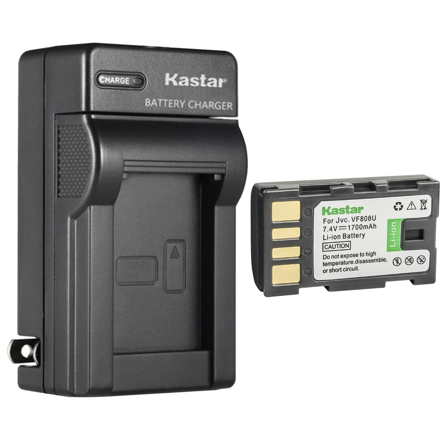 Kastar 1-Pack BN-VF808 Battery and AC Wall Charger Replacement for JVC BN-VF808 BN-VF808U BN-VF815 BN-VF815U BN-VF823 BN-VF823U BN-VF915 BN-VF915U