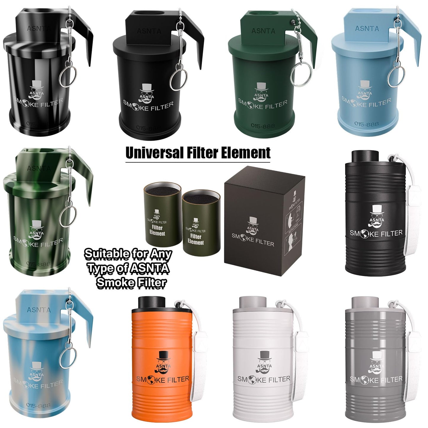 ASNTA Metal Housing Personal Filter - Effectively Captures Smoke and Removes Odors,Long-Term Use, Equipped with Replaceable Cartridge (Filter)