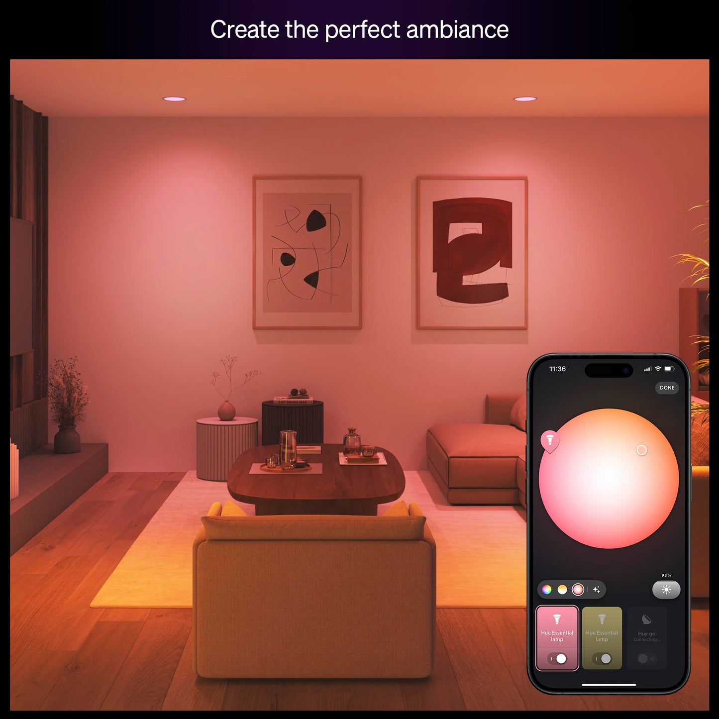 Philips Hue Essential Smart LED BR30 Bulb 1-Pack, White and Color Ambiance, E26, 7.2W, 2200K-6500K, 650 Lumens, Dimmable, Works with Alexa, Google