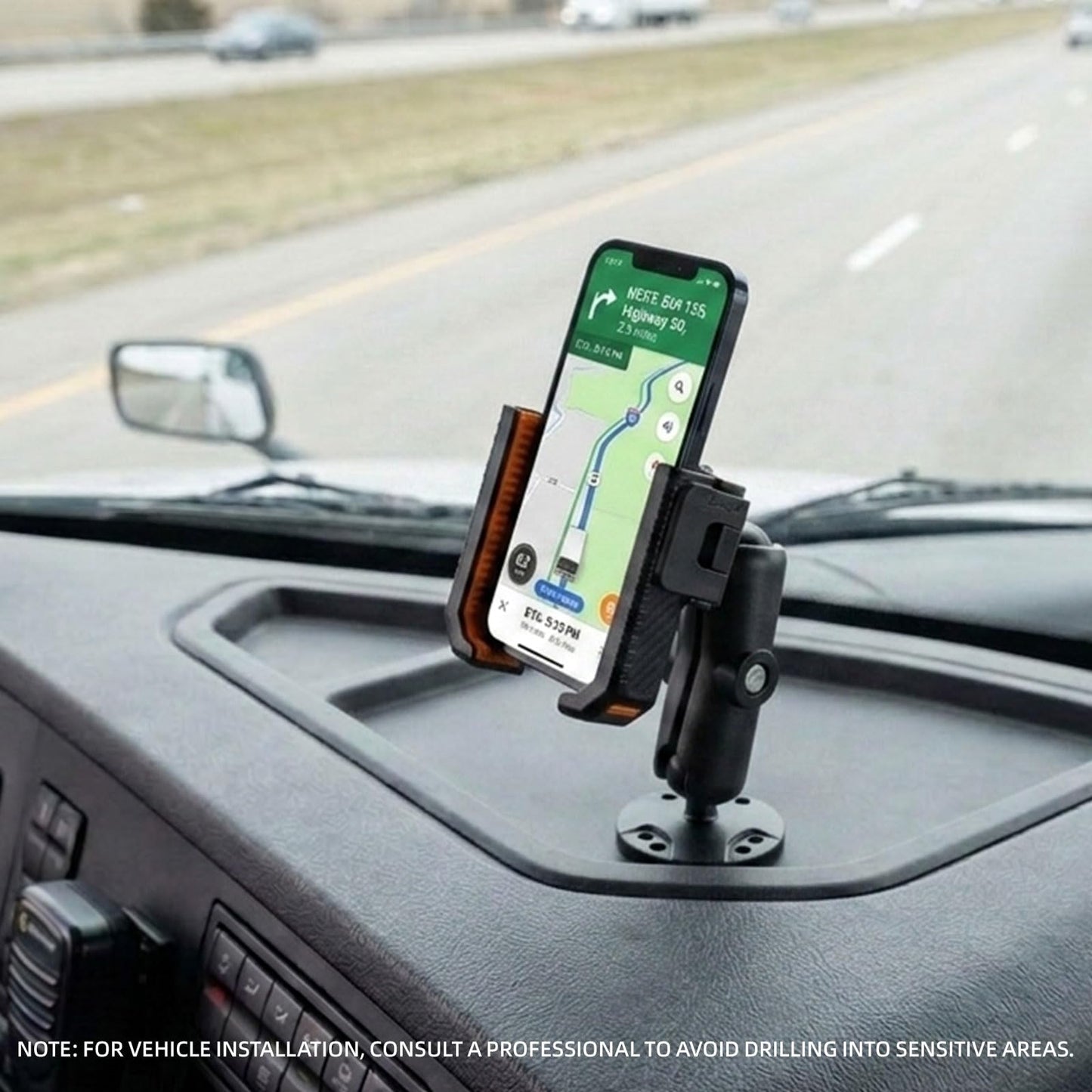 xik Phone Mount Holder for Boat Kayak Car Truck UTV - Round AMPS Base, [1s Lock & Release][360° Adjustable], Fits 4.7"-7.2" Phones, Heavy Duty, Wall