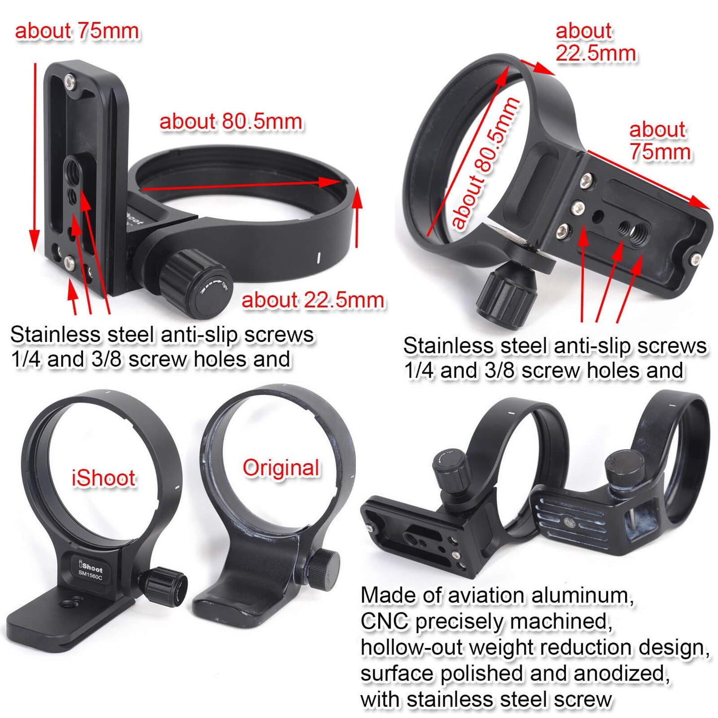 Tripod Mount Ring, iShoot Camera Lens Collar Support for Sigma 150-600mm f/5-6.3 DG OS HSM Contemporary Lens, Built-in Quick Release Plate Compatible