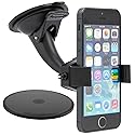 ARKON Mounts Suction Cup Phone Holder, Works on Dash and Windshield, Strong Spring-Loaded Holder, Adjustable Arm, Sticky Dash Suction, Compatible