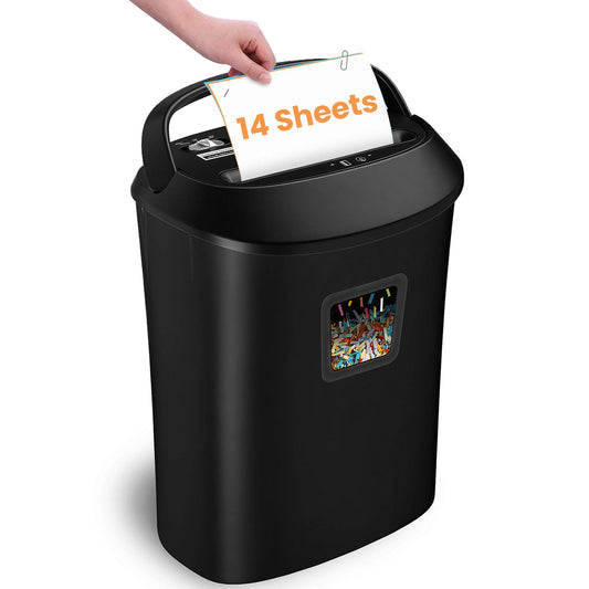 VidaTeco Paper Shredder 14-Sheet Cross-Cut Shredder with US Patented Cutter,Also Shreds Card/CD,Heavy Duty Paper Shredding Machine for Home